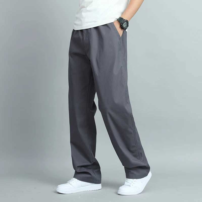 Big Size Mens Casual Cotton Trousers Loose Fit Straight Pants Multi Pocket Big Man Long Pants Mens Jogger Pants Summer AutumnXJ250303