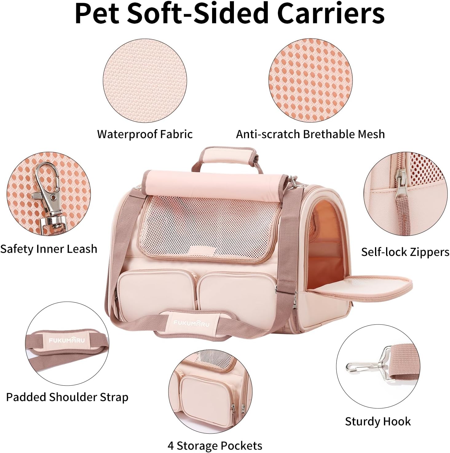 Carrier bag 4 mesh Windows Small dog carrier bag 4 storage bags, cat travel rolled-up lid suitable for nervous cats
