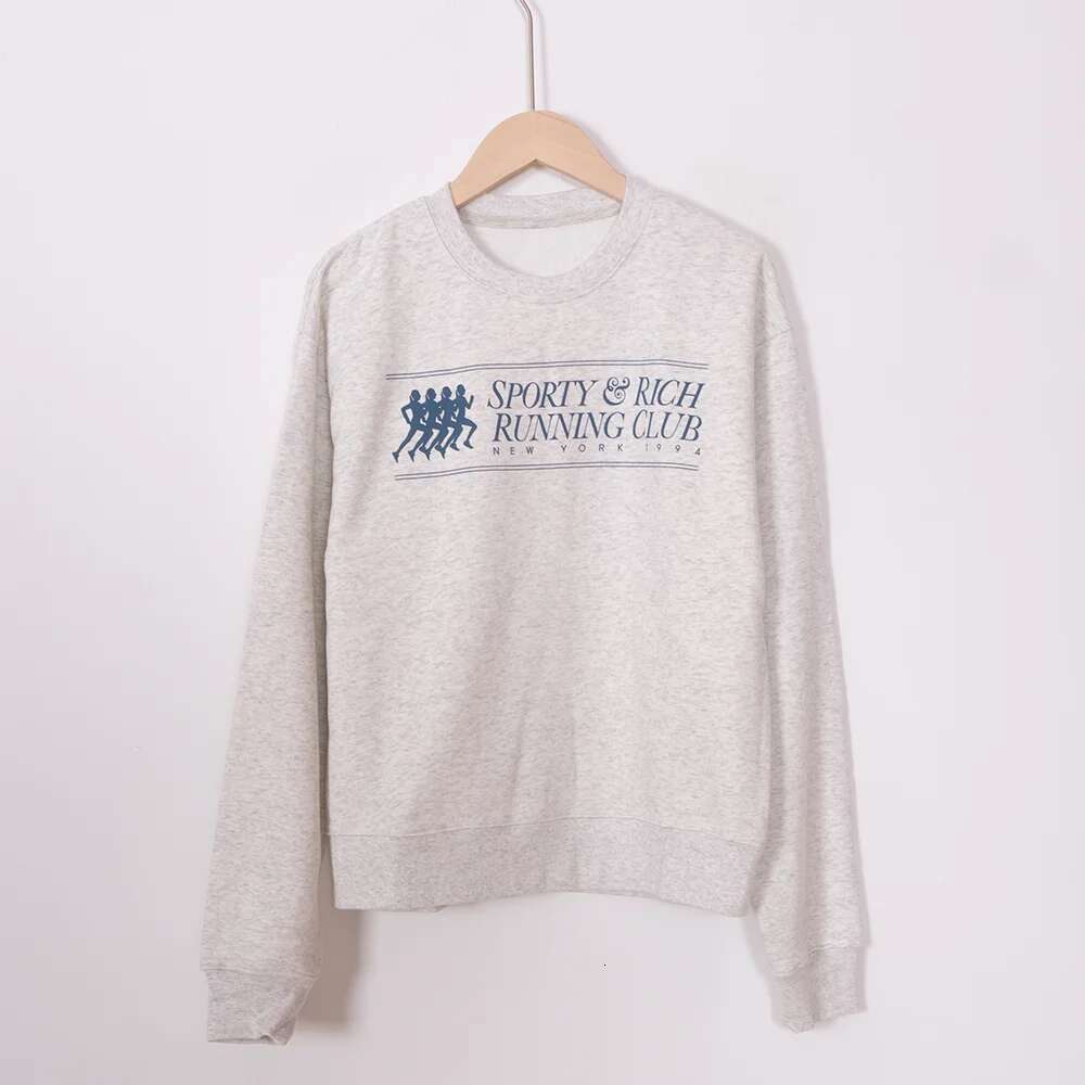 Running Club Letter Graphic Print Sweatshirt Women O-Neck Long Sleeve Sporty Female Pullover Vintage Casual Lady Top 2025