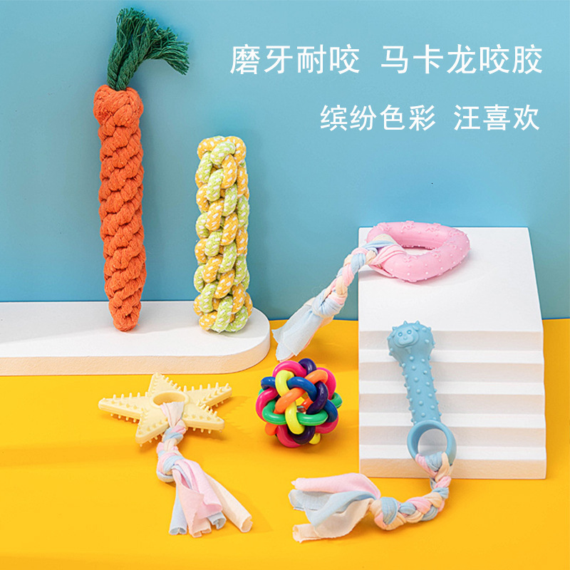 Pet Grinding Teeth And Making Sounds Ball Rope Knot Set Sound-resistant To Bite-relieving Dog Chew Toy