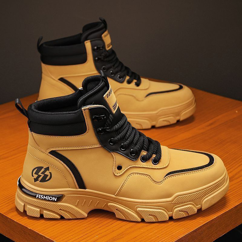 2025 Spring And Summer Designer s New British Long Boots Yellow Grey Original Fashion Men s High Top Outdoor Waterproof Leather Boots Men s Size 39-44