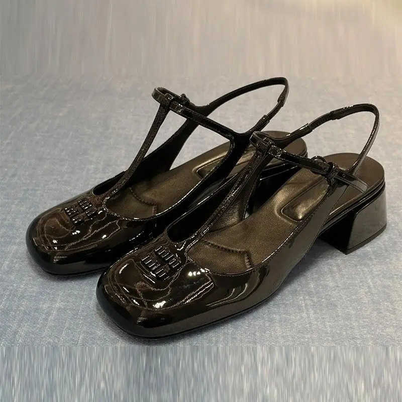 Blue Sandals for Wan Summer 2024 Wens Shoes with Medium H Footwear Leather Square Cfort Trend Vip S Casual F Z250326