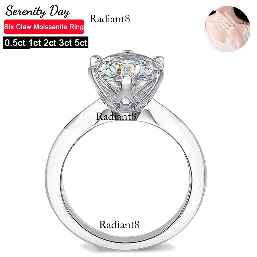 Serenity 1-5ct D Color Moissanite for Women Wedding Bridal Original S Sier Lab Dia Rings Anniversary Gift
