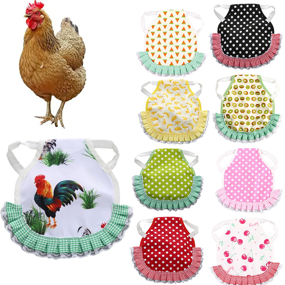 Funny Hen Apron Fruit Polka Dot Printed Chicken Saddle Feather Protector Pet Clothes, Back Protect Aprons, Poultry Aprons