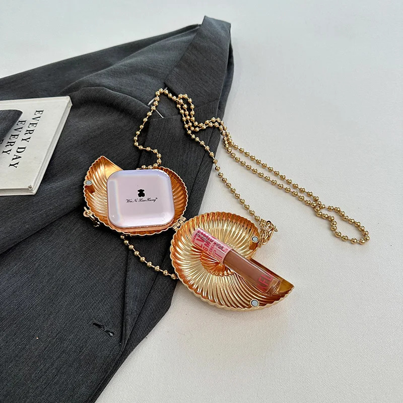 Metal Mini Conch Bag for Women Fashion Shoulder ner Lipstick Makeup 250303
