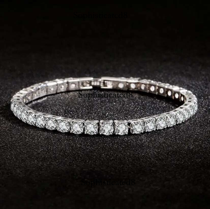 Real 3/4mm All Moissanite Tennis Bracelet For Women Men 100% Sterg Sier Sparkg Dia Hand Chain Jewelry