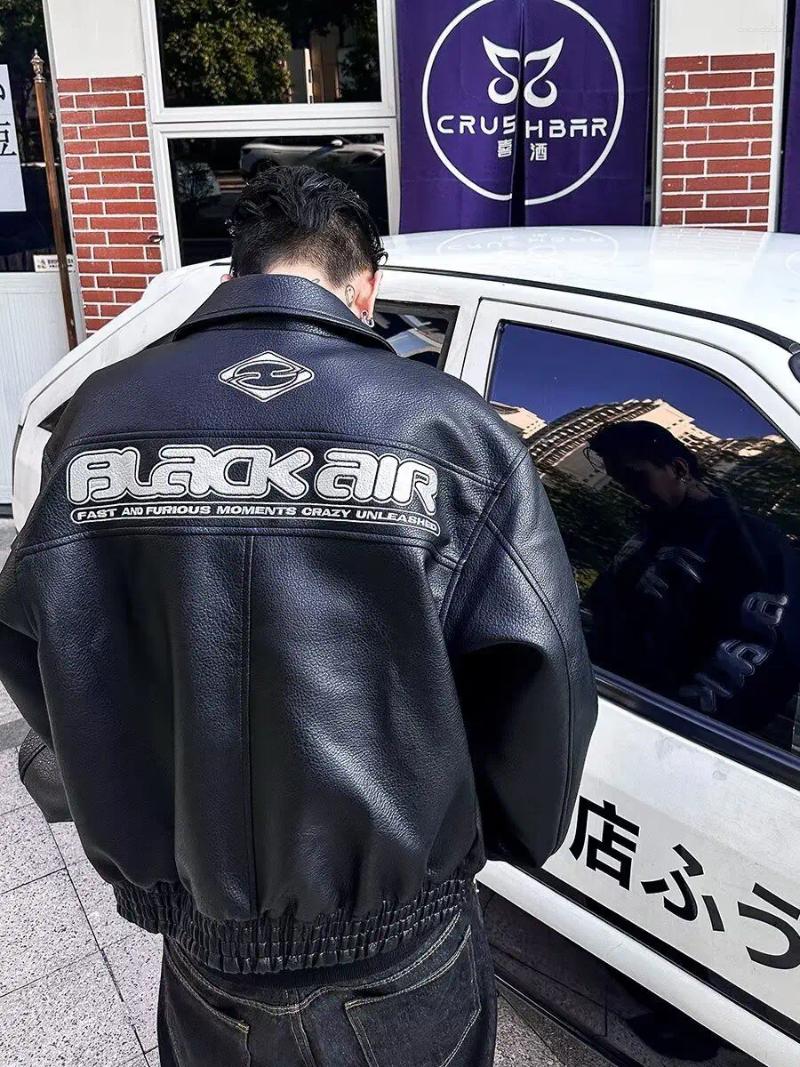 Men's Jackets Autumn Winter Punk Coat Embroidery Motorcycle Suit PU Leather Jacket High Street Retro Niche Silhouette Heavyweight