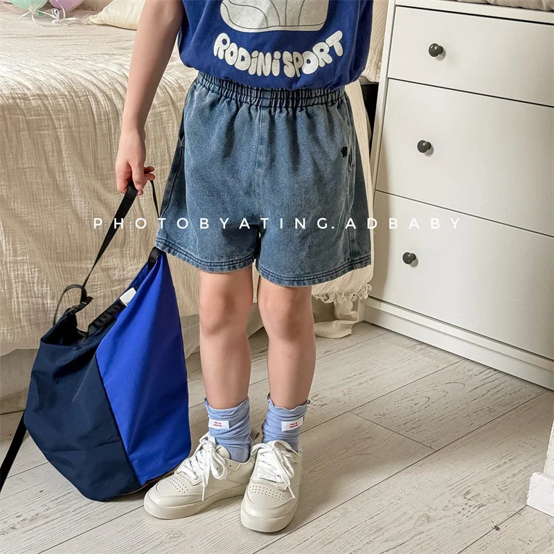 Summer Children Denim Shorts Solid Boys Girls Loose Casual Short Jeans Kids Fashion Versatile Toddler Clothes 250303