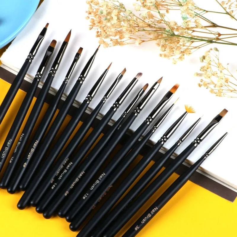 16Pcs Professional Nail Brush For Manicure Gel Brushes For Nail Art Acrylic Liquid Powder Carving Pen Gradient Tool Manicure 250304