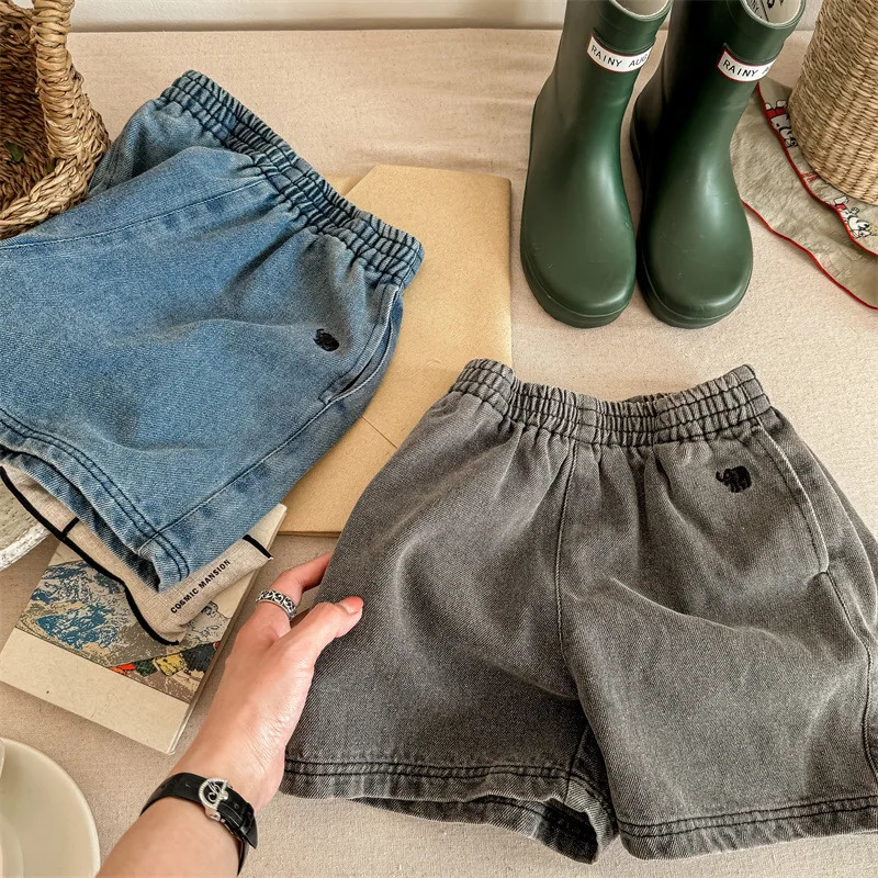 Summer Children Denim Shorts Solid Boys Girls Loose Casual Short Jeans Kids Fashion Versatile Toddler Clothes 250303