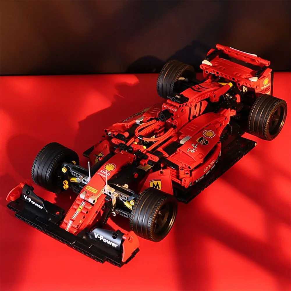 1200pcs High-Tech Formula Cars 023005 Red F1 Building Blocks Sports Racing Cars Super Model Kits Bricks Toys for Kids Boys GiftsT250304