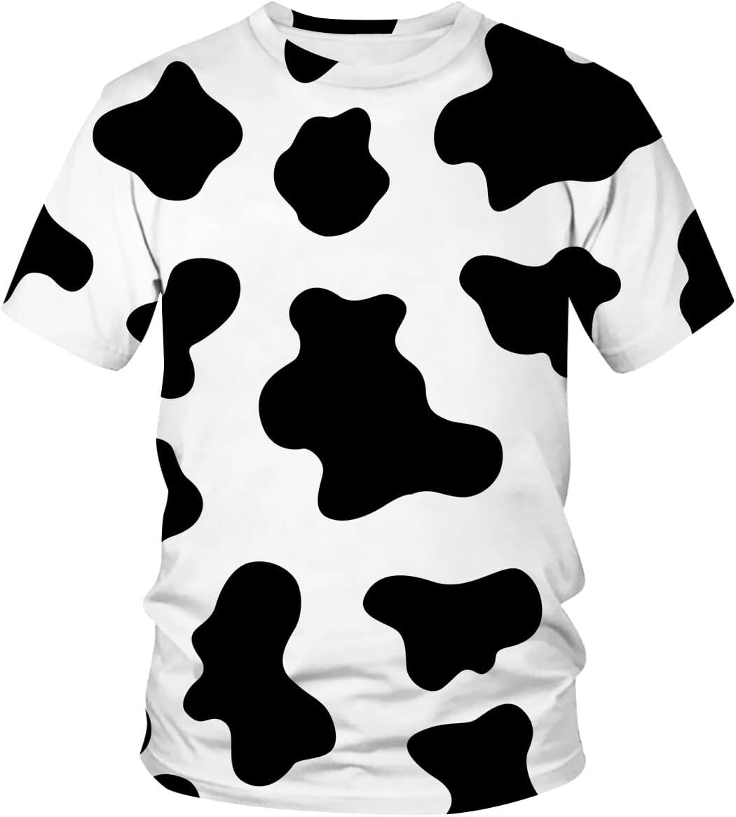 Mens T shirt Men Women 3D Cow Print Funny Short Sleeve Tshirts Fashion Crewneck T-Shirts tee Casual tops summer clothes Cute pattern cool
