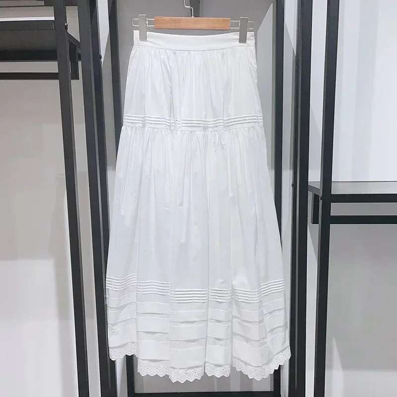 2025 Spring / Summer New Girl Style Solid Color Hollow Hook Wer High Waist Casual Ladies Midi Skirt