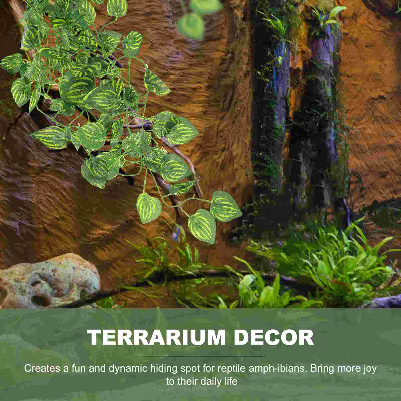 Landscaping Plants Gecko Tank Artificial Leaves Decor Terrarium Accessory Container Landscape Vine