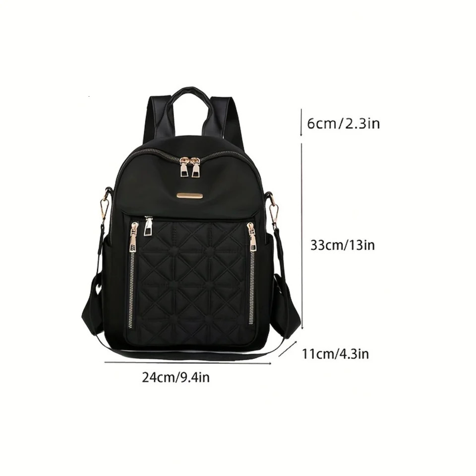 Ship from US Fashion Versatile Backpack Casual Double Zipper Large Capacity Travel With Multiple Compartments Womens Outdoor Comm 250304FBB