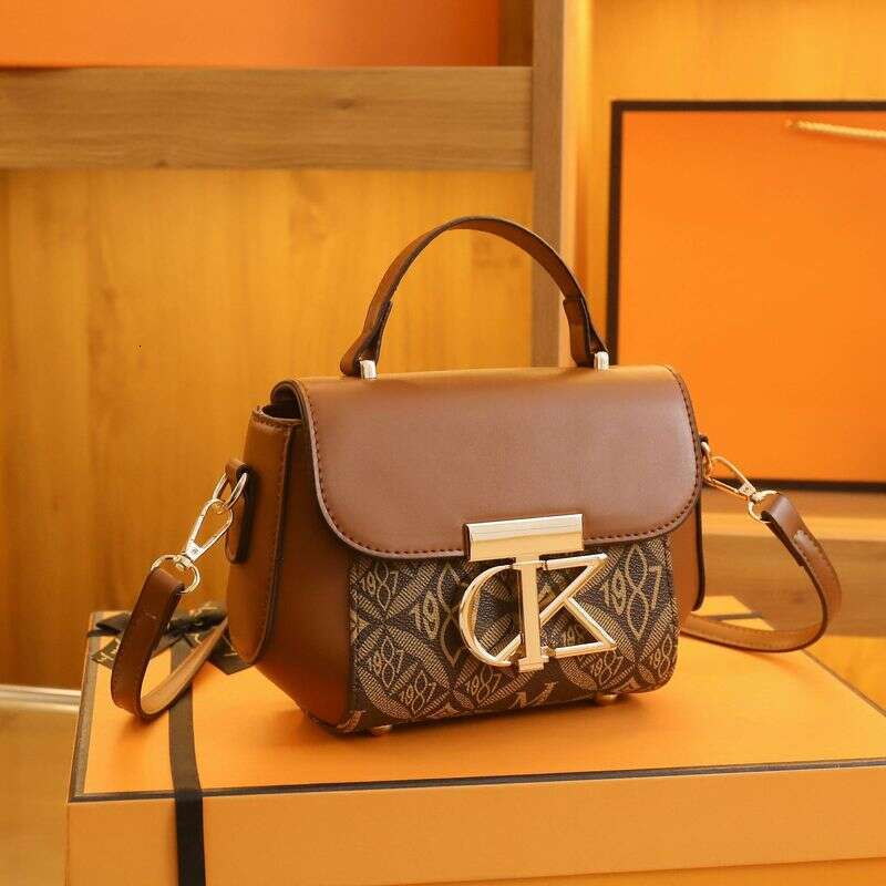 Women's Bags New High-End Print Splicing Small Square Bag Shoulder Crossbody Handbag
