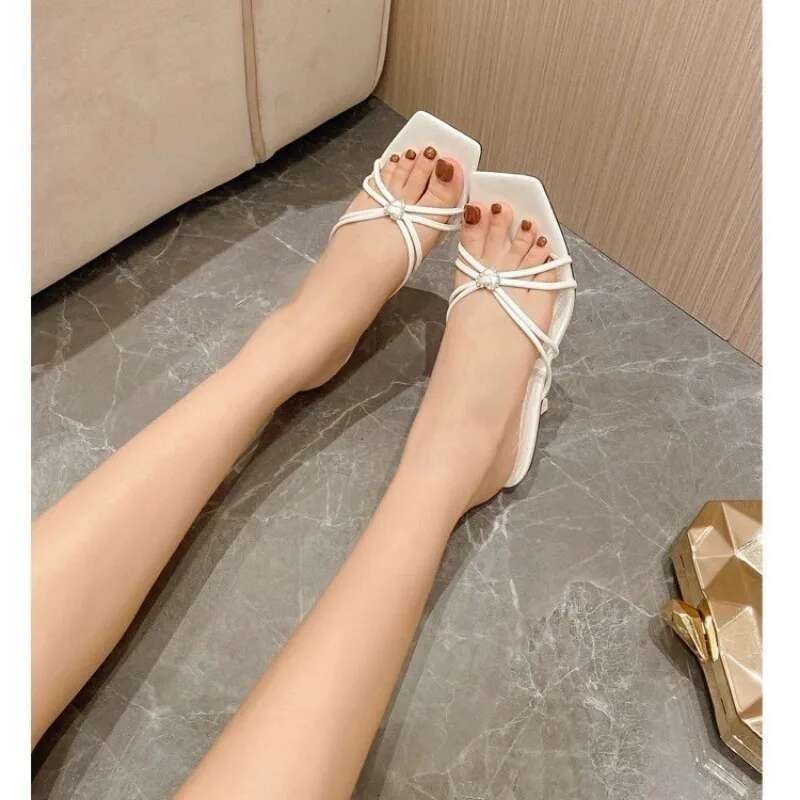 High Women Slippers Heels Summer Sandals Shoes Sexy Crystal 2025 Dress Fashion Open Toe Flip ps Pumps atos Mujer Slides