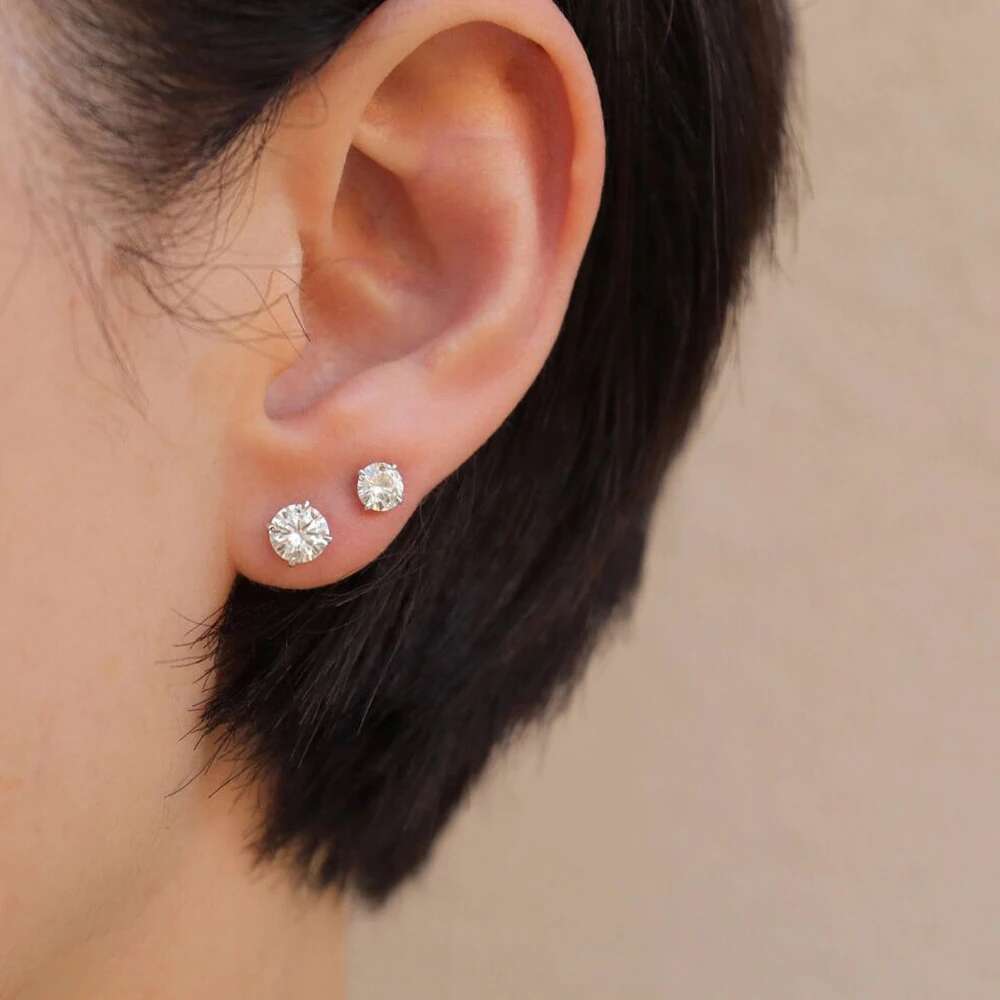 0.1-3 Carat Moissanite Stud Earrings for Women Men D Color Lab Created Dia Earring Sterg Sier Ear Piercing Jewelry