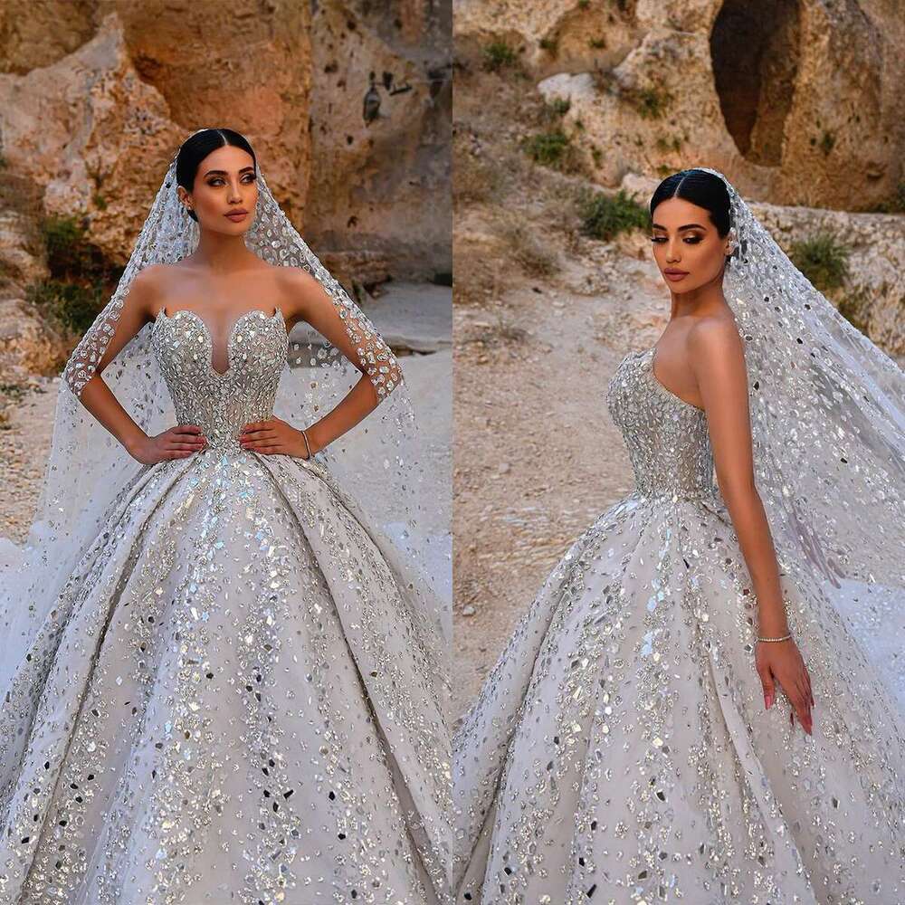 Sexy Wedding Sweetheart Applicator Beads Lace Back Chapel Made to Order Bridal Dresses
