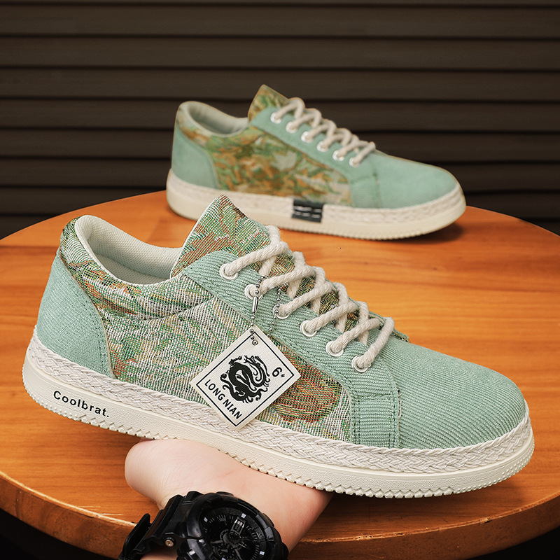 2025 Spring Original Fashion Pattern Canvas Breathable Famous Designer s New Sports And Leisure Linen Cloth Niche Running Shoes