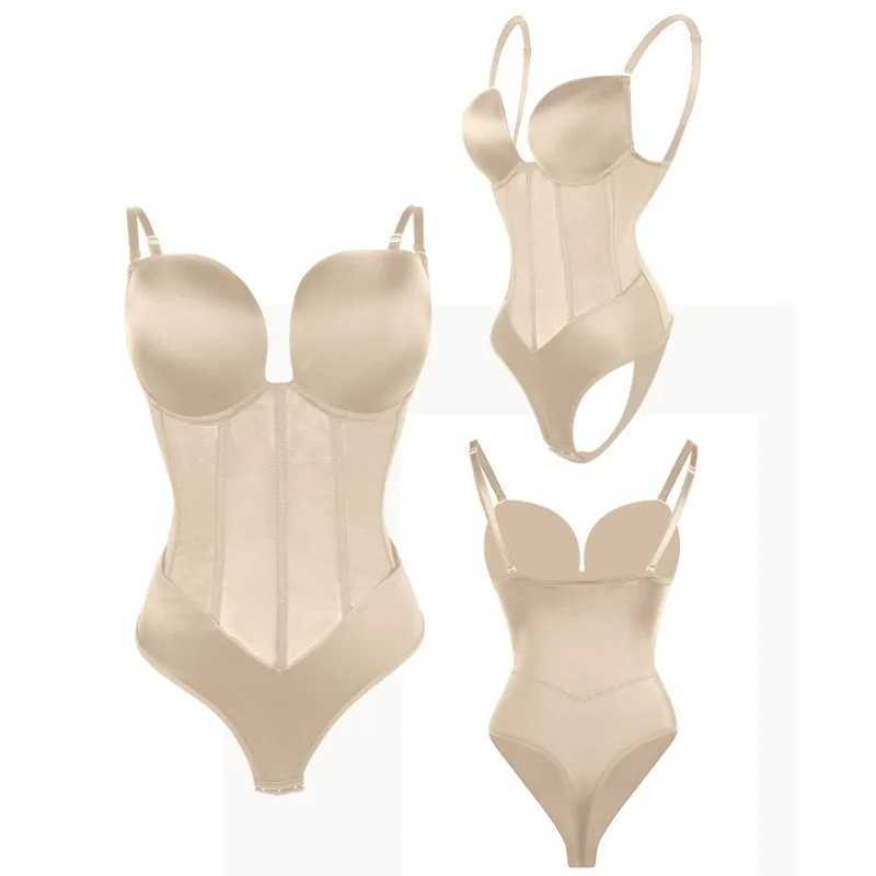 Womens shapewear compression bodysuit one-piece backless shapewear with bra tight corset weight loss waist underwearXJ250304