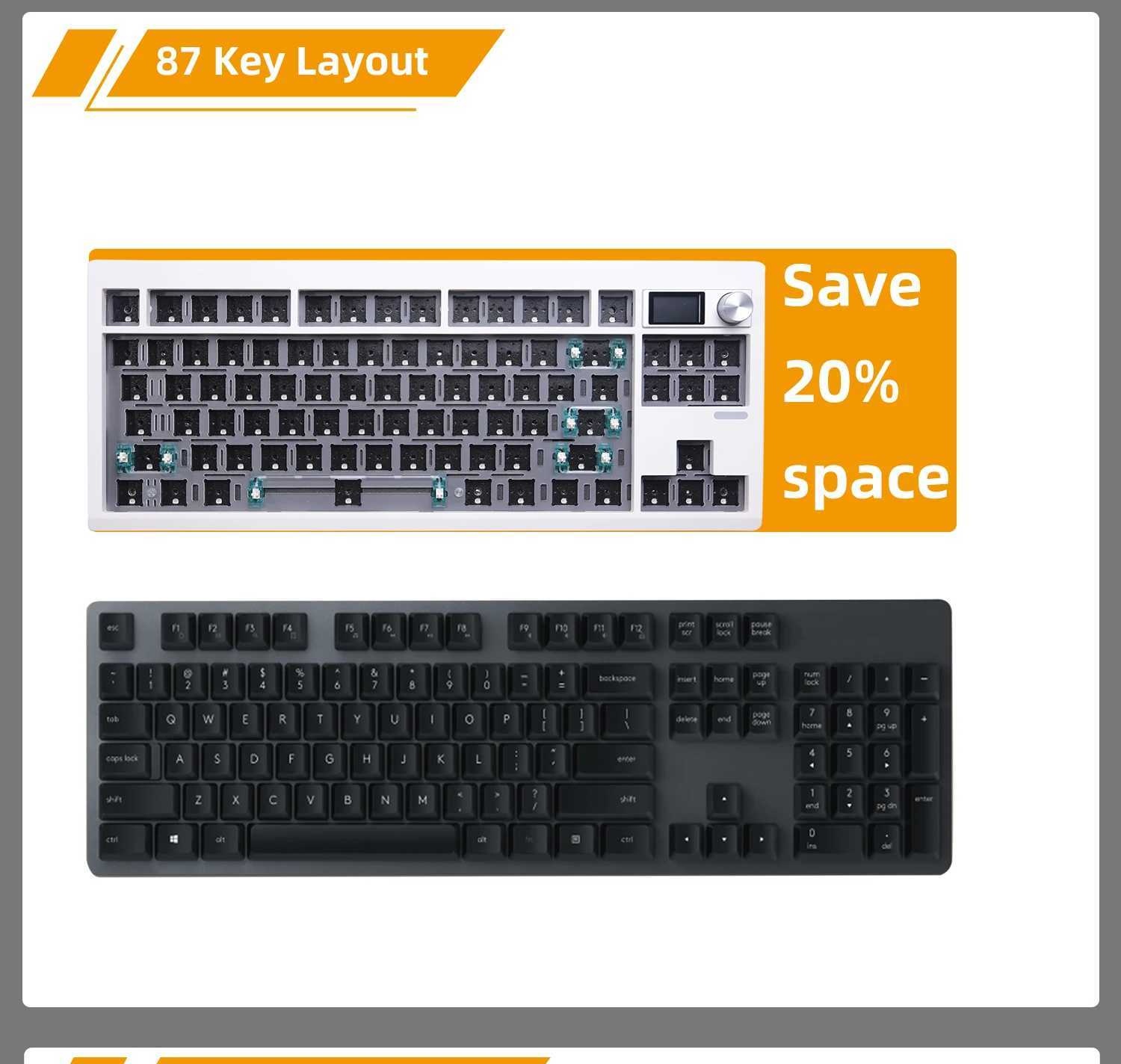 2025 GMK87 Mechanical Keyboard KIT With Display Screen RGB Backlit Gasket Structure Gaming Hot Swap Keyboard for VIA Customized Z250304