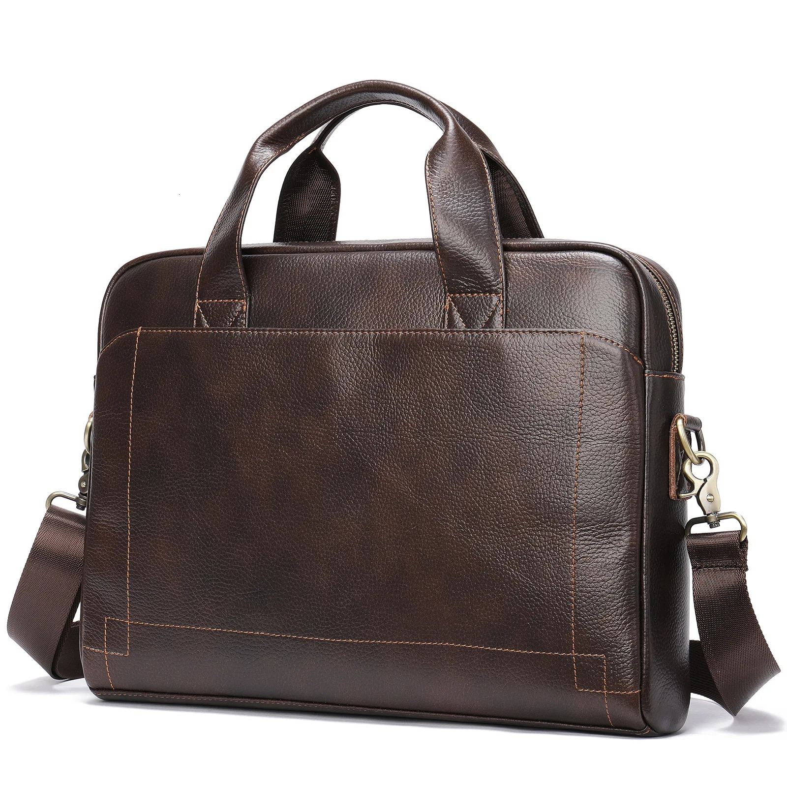Sell Mens Leather Briefcase Bag Genuine Cowhide Man Laptop Bag Business Handbags For Male Leather Tote Attache Case A4 Size 250228