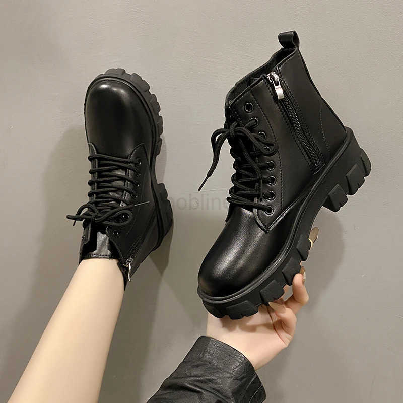 2024 New Autumn/Winter Korean Style Cfortable Mid-calf Wens Shoes Fionable Thick-soled Lace-up Side Zipper Wens Boots Z250304