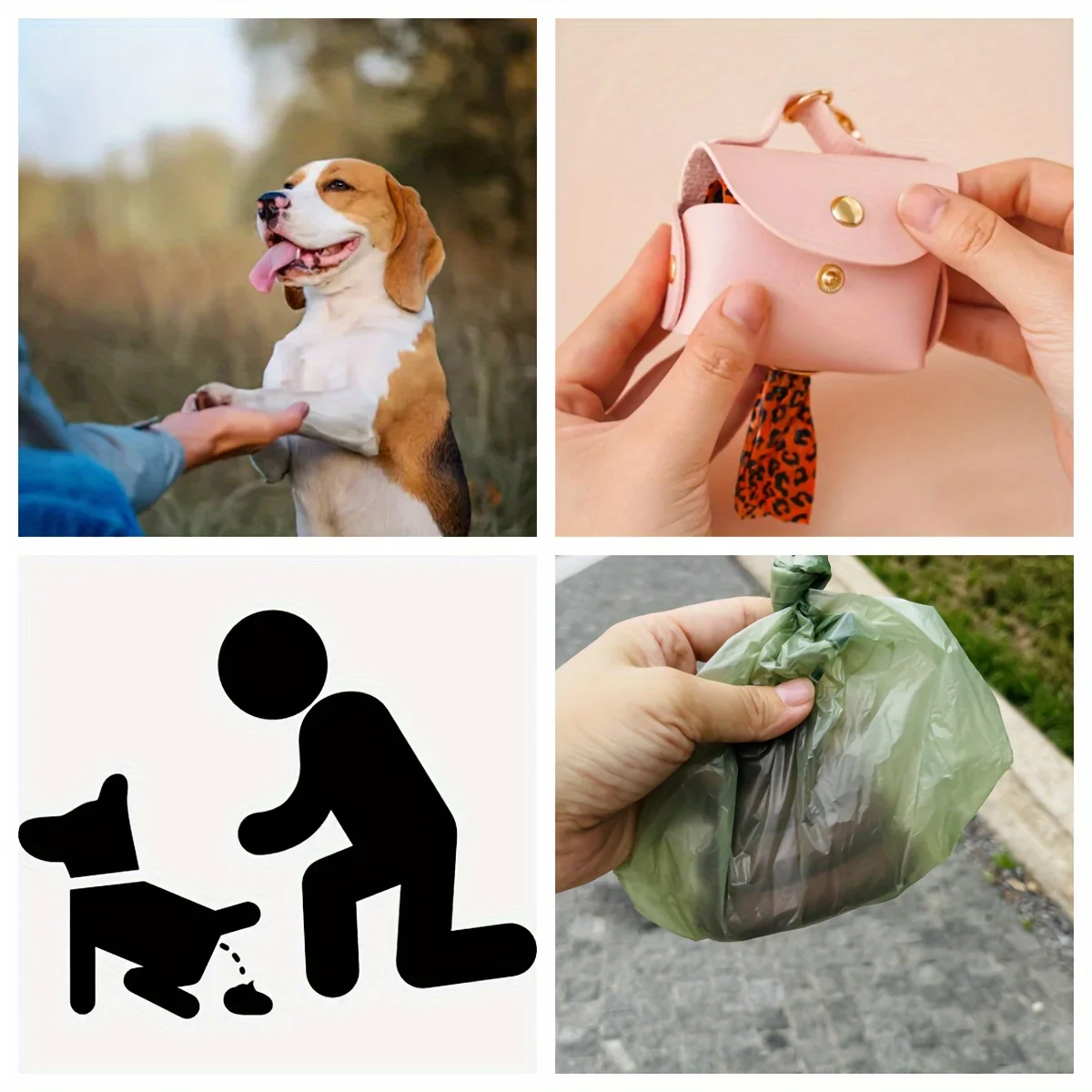 Leather Poop Bag Holder Dispenser for Leash, Portable and Reusable Dog Poop Bag Dispenser, Dog Bag Holder for Outdoor