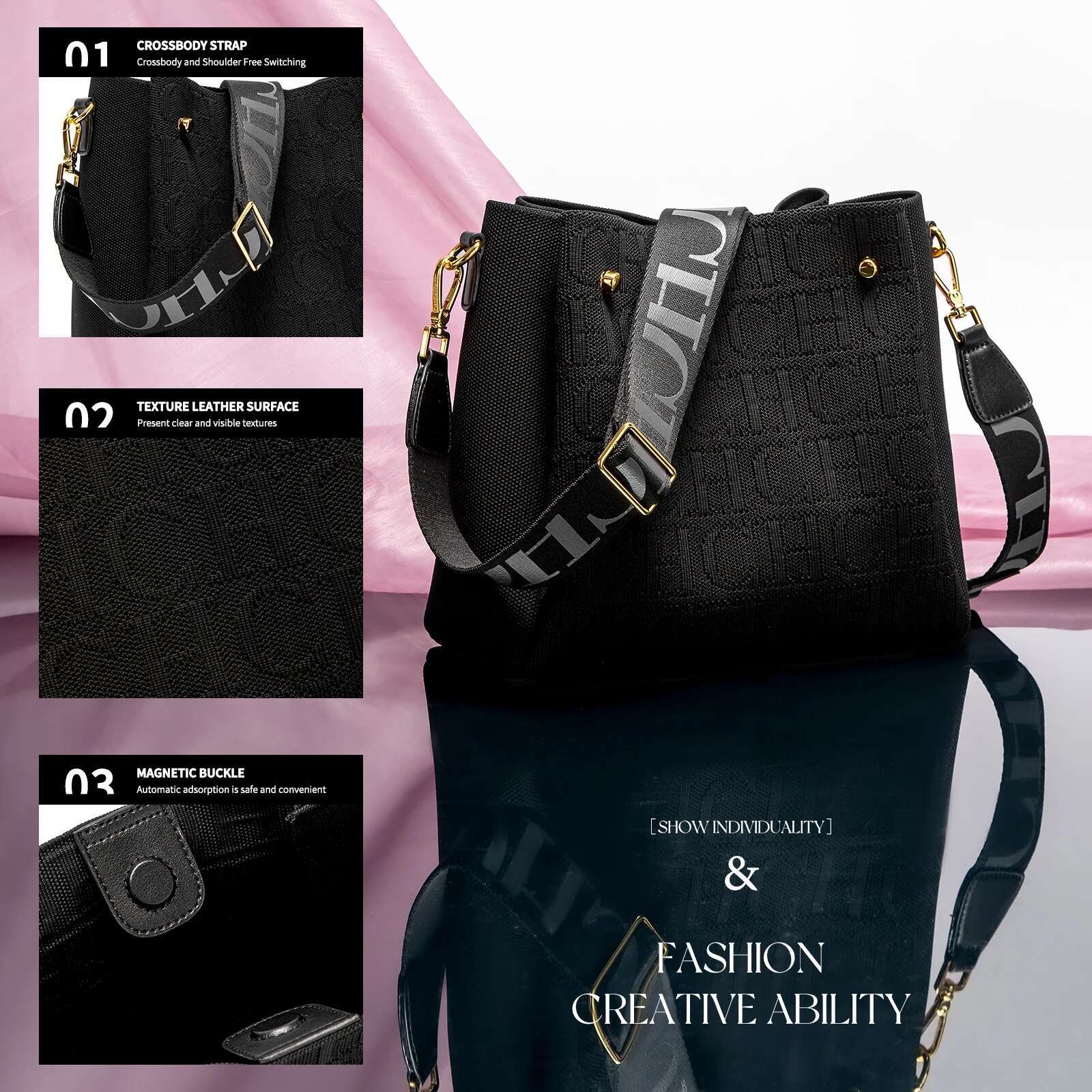 Classic Retro New Solid Color Letter Design Women's Shoulder Bag Fashion Party Multifunctional Ocn Handbag