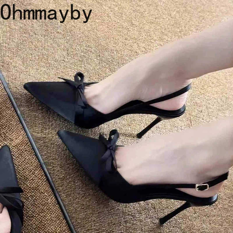 2025 Summer -knot Wen Sandals Fi Pointed Toe Singbacks Shoes Ladies Sexy High Heel Shoes Z250304