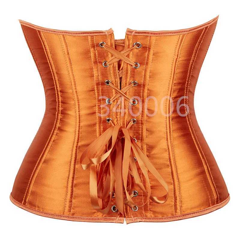 Caudatus Corset Womens Top Corset Satin Sexy Lace Strap Corset Brocade Retro Style Korsett Plus Size OrangeXJ250304