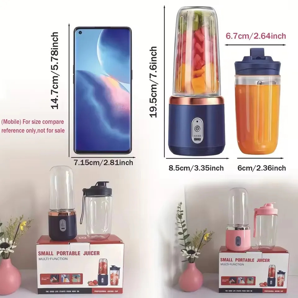 1 portable small electric juicer stainless steel blade cup automatic smoothie and ice maker blender kitchen tool 250303