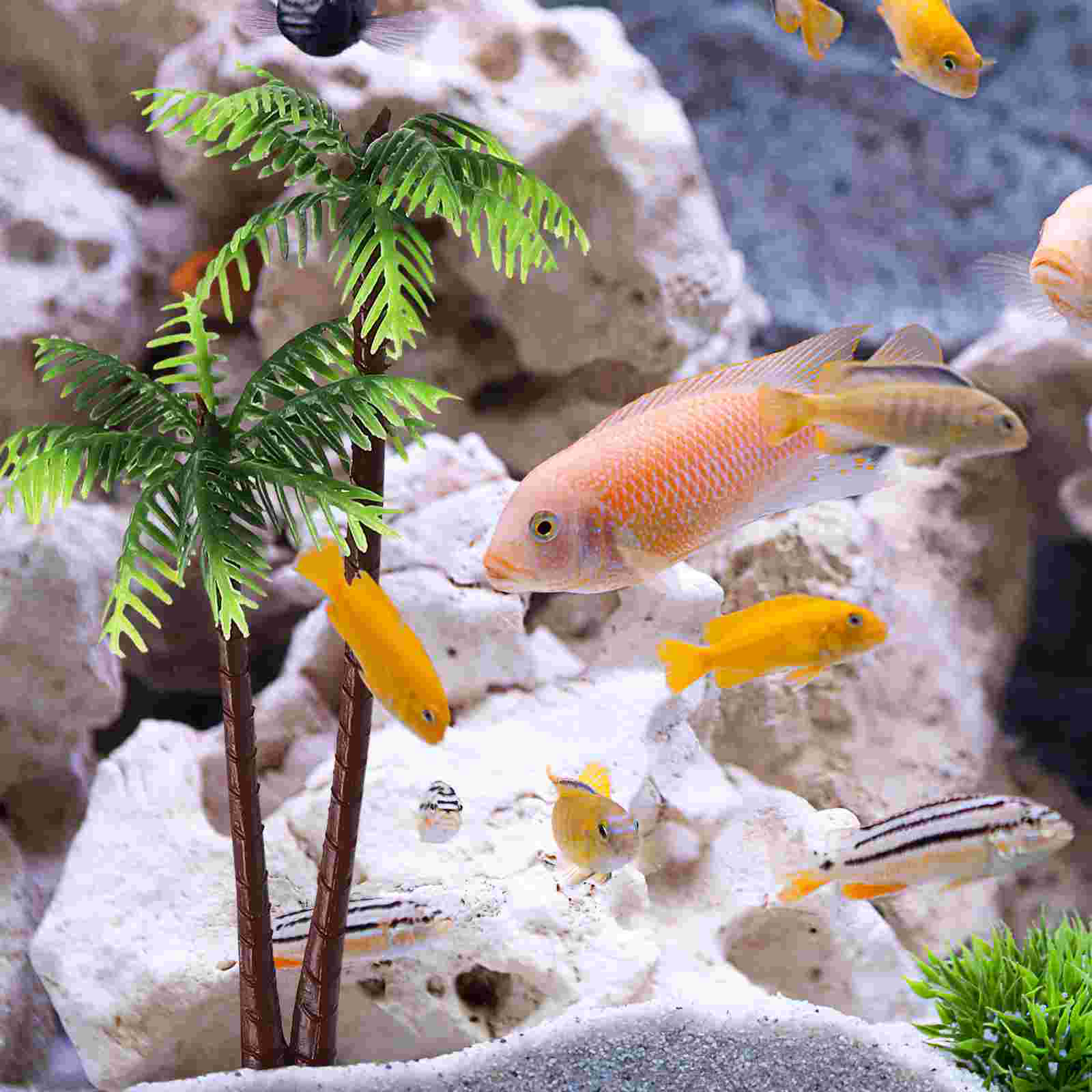 Inflatable Faux Plant Palm Trees Decorations Fish Tank Micro Landscape Artificial