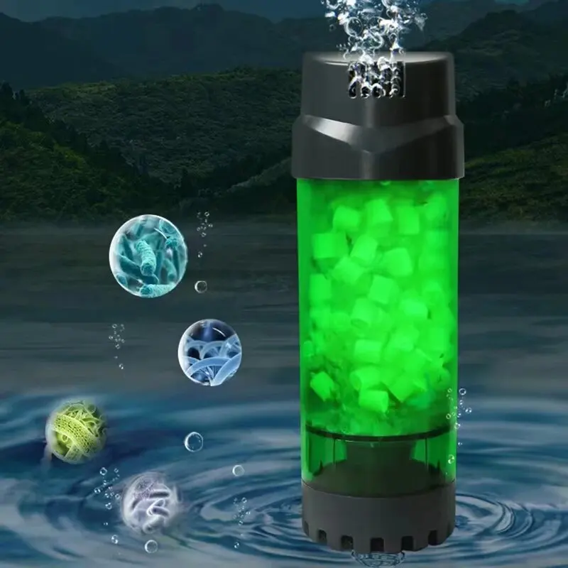 Aquarium Fish Tank Fluidized Moving Bed Filter Bubble Bio Media Filter Fish Tank Sponge With Sucker Air Stone And Sponge Filter