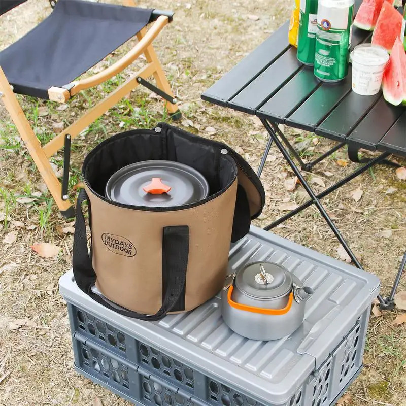 Ship from US Multifunctional Portable Dutch Oven Canvas Storage Pouch Bags Cooking Utensils Organizer for Outdoor Activities BBQ 250304FBB