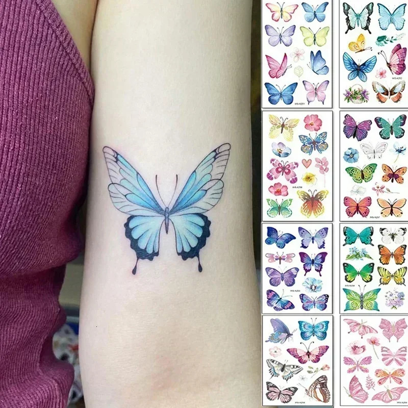 3D Butterfly Temporary Tattoo Waterproof Durable Color Arm Wrist Chest Body Stickers 250219