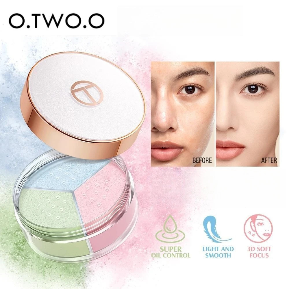 Wholesale 3-in-1 Loose Powder Face Powder Matte Long-lasting Oil Control 3 Colors Finishing Powder Korean Makeup 250305
