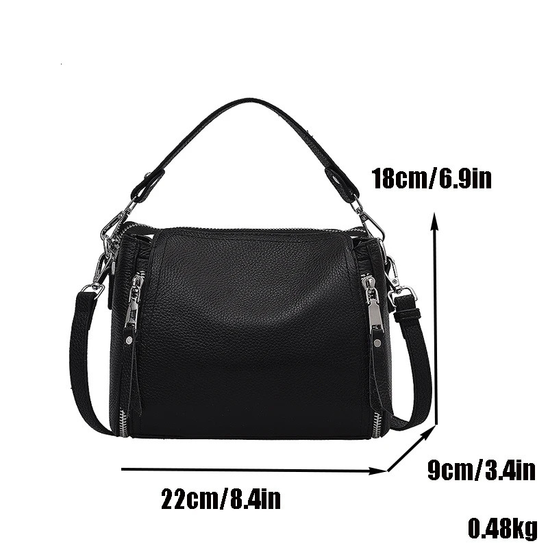 Handbag Genuine Leather Shoulder Crossbody Bags High Quality Natural Cowhide Female Messenger Tote BLck 250303
