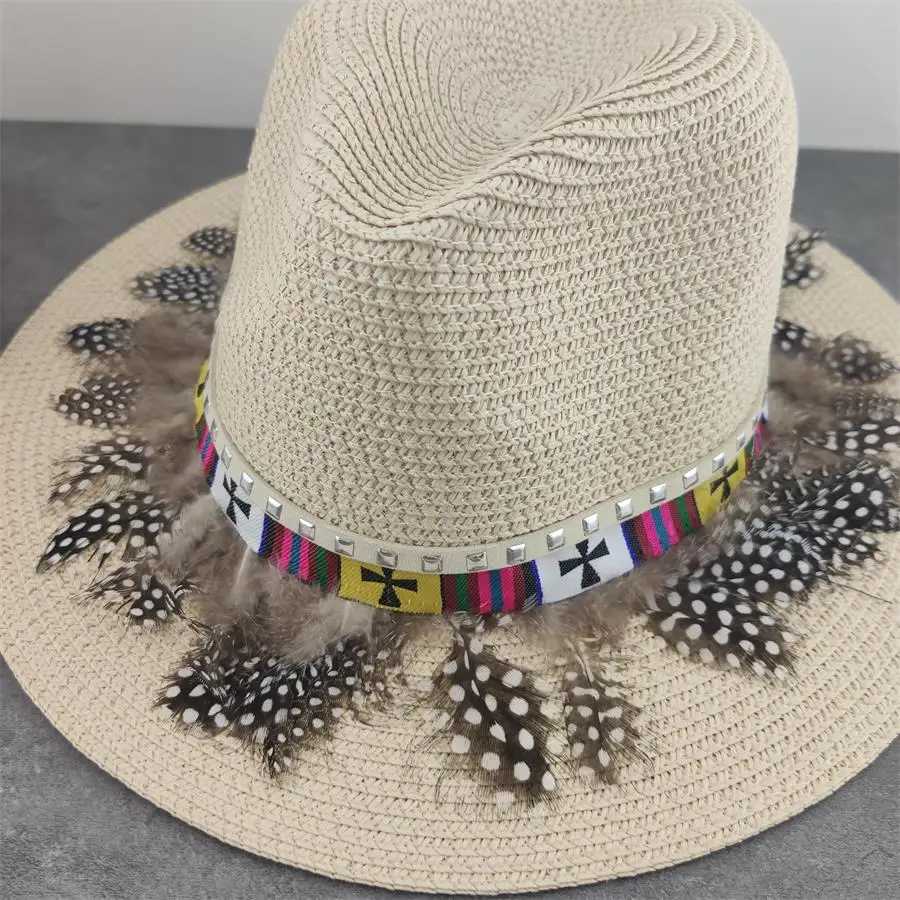 Boho Sun Hat Flower Str Summer Hat Sunblock Hat SunScreen Style Vacation Outdoor Sun Hat Str Beach Wide Brown HatXJ250304