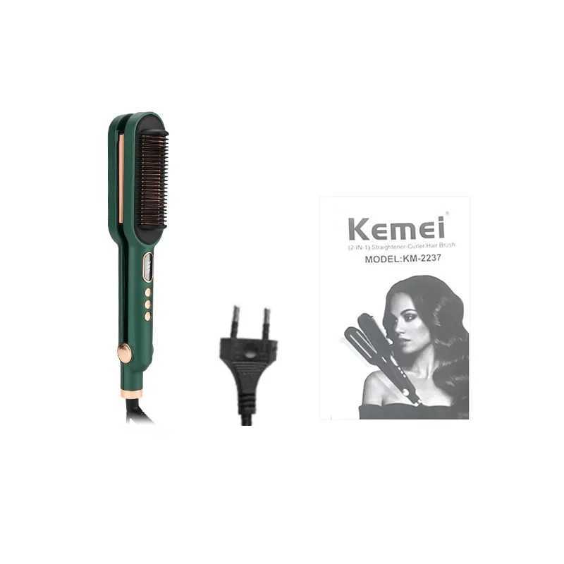 Curling Irons Kemei km-2237 2-in-1 Wet Dry Abs Material 160 C Constant Temperature Straight Hair Brush z250304