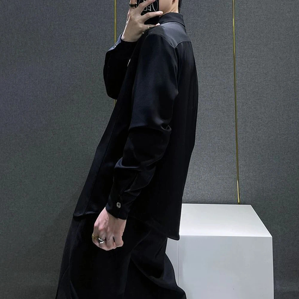 Fashion party dance niche high-end mens clothing summer street trend solid color loose casual Y2k mens clothing 250227