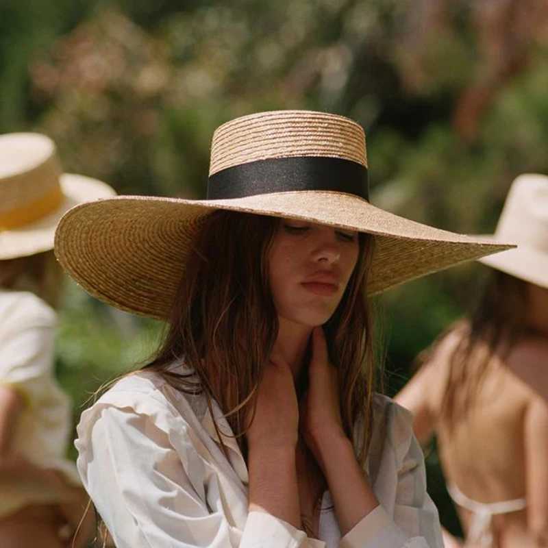 New Women Wide Brim Beach Hat Ladies Summer Big Str Hats UV Protection Sun Hat S1340-15cmXJ250304