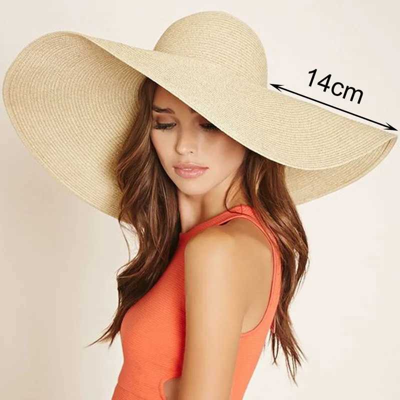 Summer Simple Floppy Sun Hat Women Wide Brim Beach Hat Girls Seaside Travel Foldable Str Hat Sunscreen UV Protection La CXJ250304