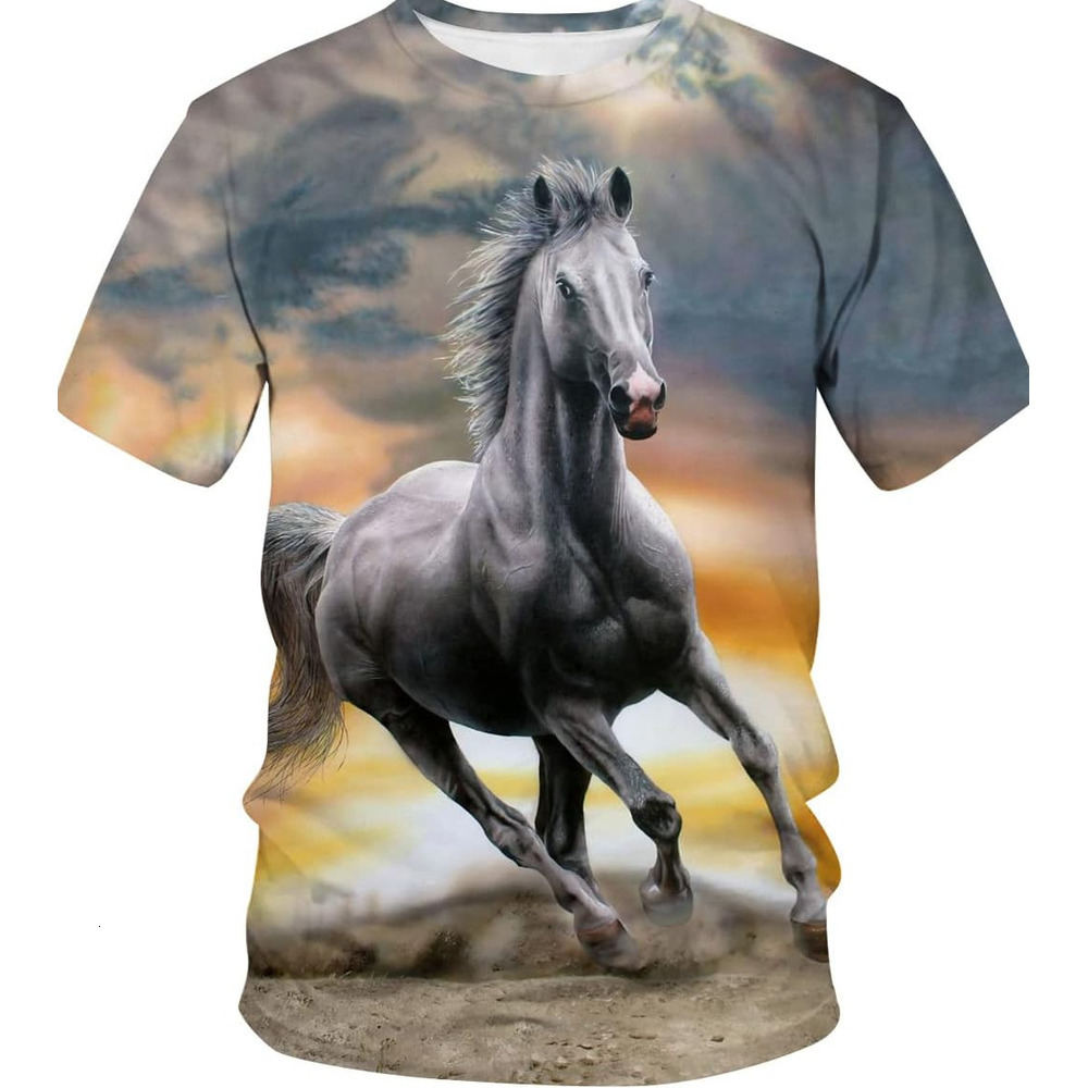 Mens T shirt Men Women Horse 3D Printed Tshirts Animal Graphic Casual Crew Neck T-Shirts tee Casual tops summer clothes cool