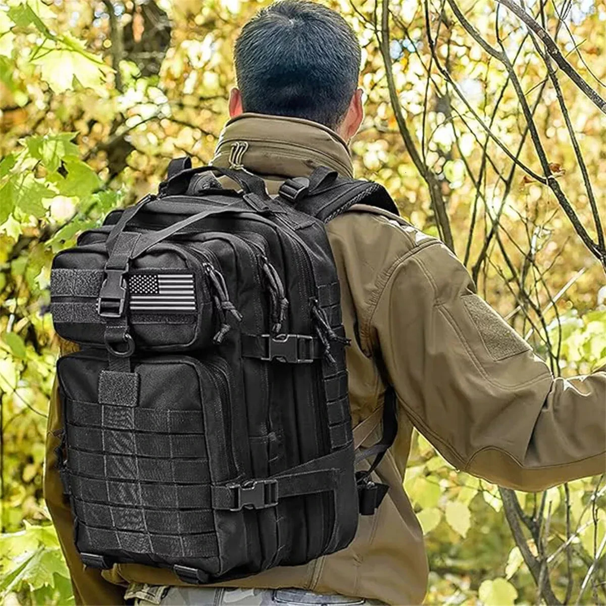 Ship from US 45L Tactical Backpack for Men Military Backpacks Laptop Army 3 Day Assault Pack Molle Bag Travel Hiking Camping 250304FBB