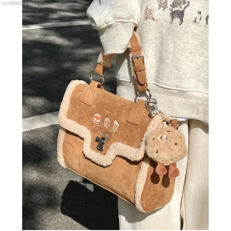 Autumn and winter vintage womens cross body bag large capacity casual handbag high-end fashion niche paradigm shoulder bag 250303