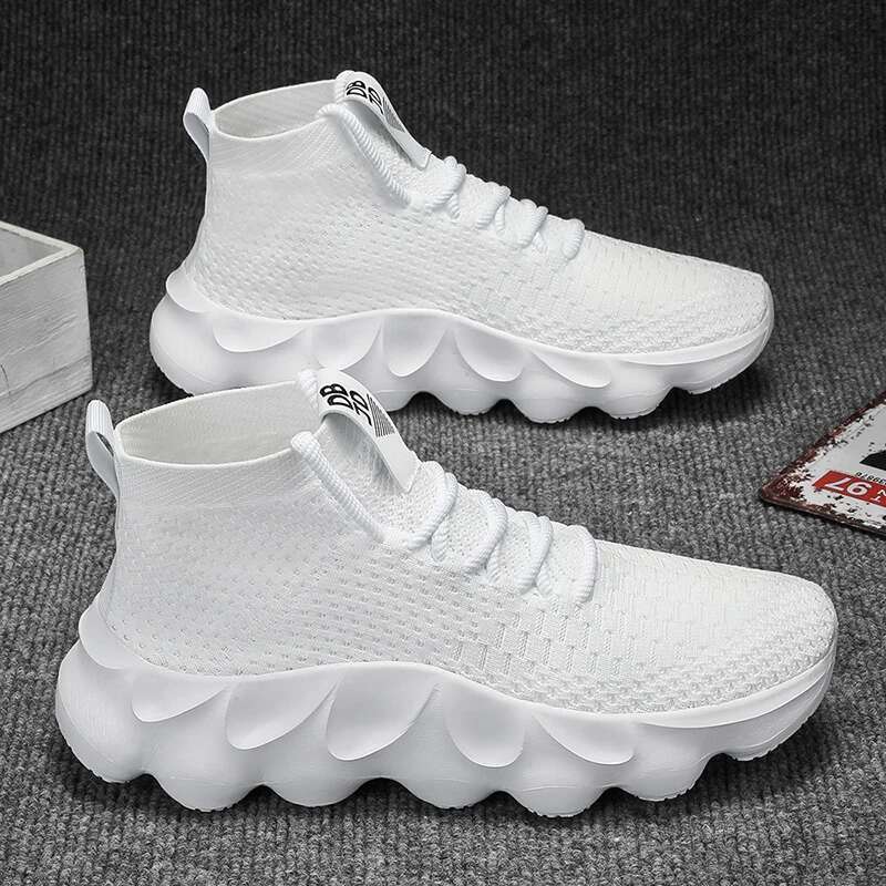 Trainers Breathable Soft Sole Sports Casual Fashion Lace-up Thick-soled Shoes Tenis Mascuo Mens White Sneakers