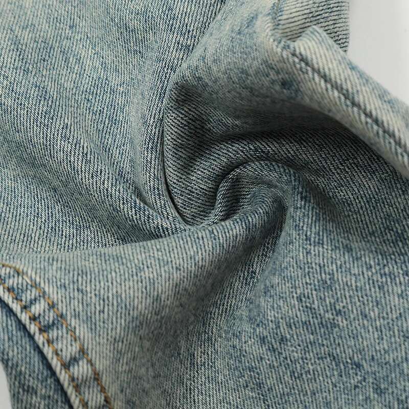 UPRAKF Straight-Leg Streetwear Ripped Jeans Basic High Street Light Color Casual Pocket Denim Loose Fashion