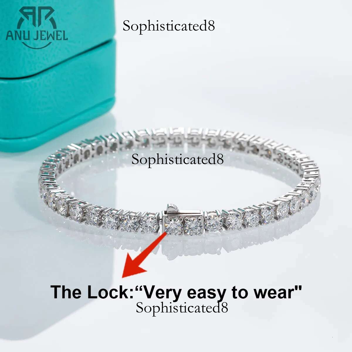 AnuJewel 6.5mm 24-29cttw D Color Moissanite Dia Tennis Bracelet On Hand Sterg Sier Wedding Bracelets For Woman